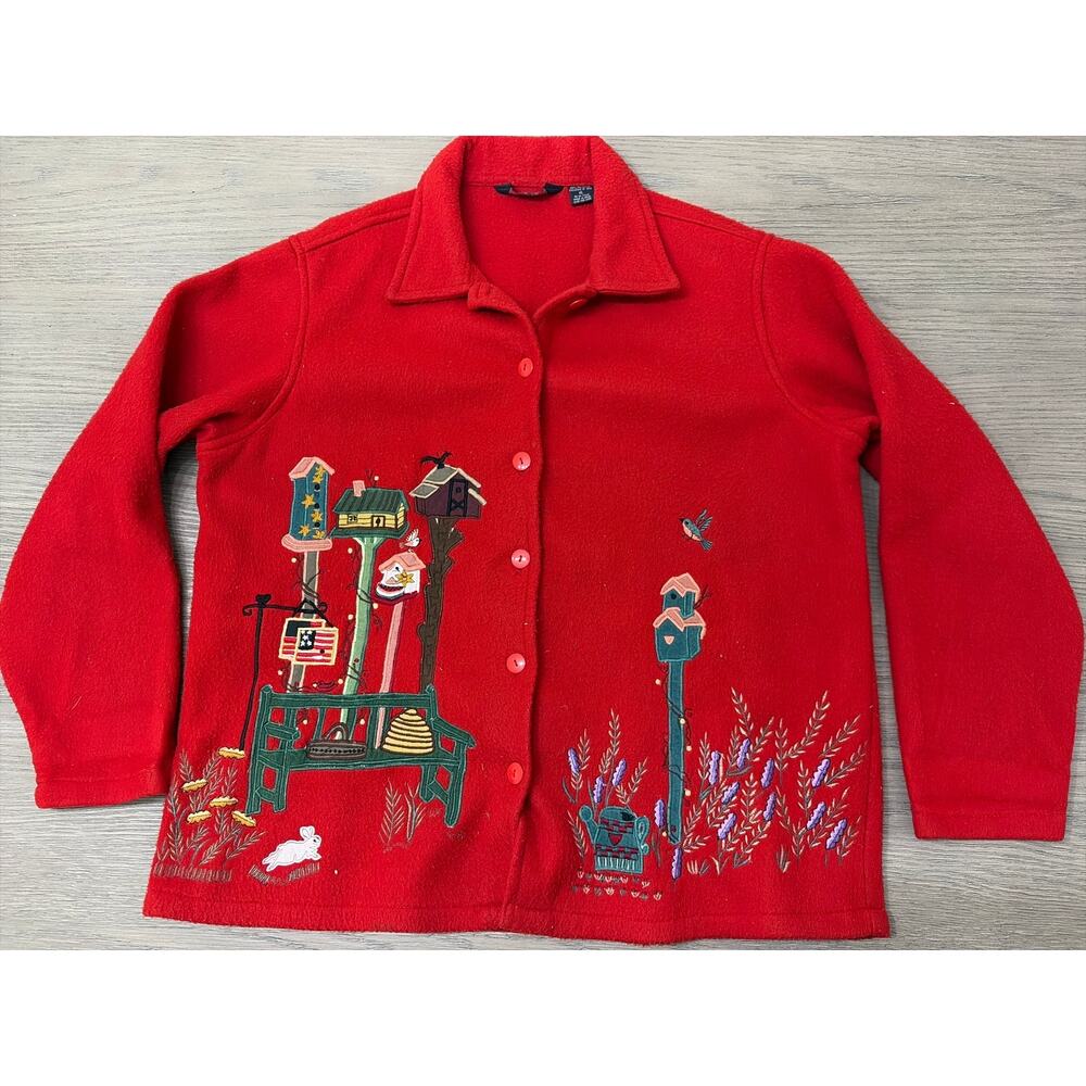 Take Two Red Fleece Bird Jacket, XL